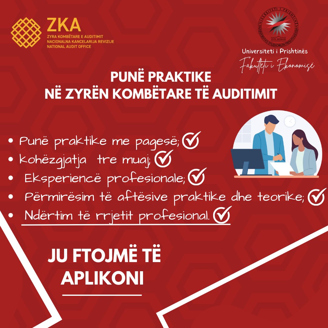 ZKA dhe Fakulteti Ekonomik ofrojnë mundësi për praktikë profesionale për studentët e Fakultetit në fushën e auditimit të jashtëm